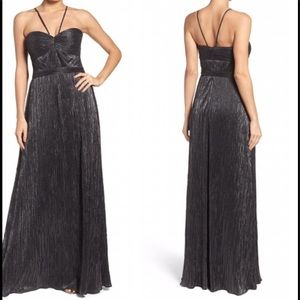 Nwt Laundry Shelli Segal gunmetal gown dress maxi
